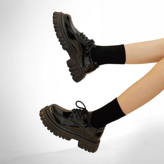 Plain Platform Oxford Shoes