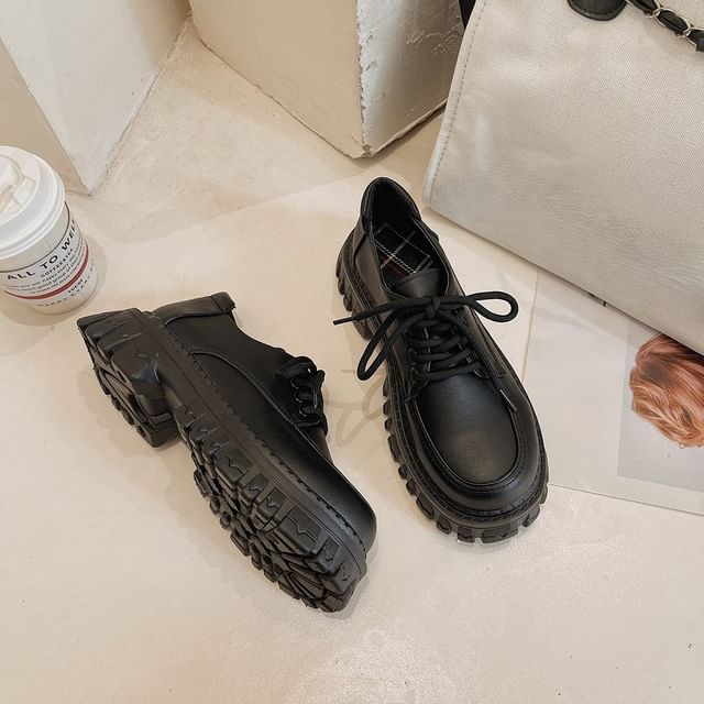 Plain Platform Oxford Shoes