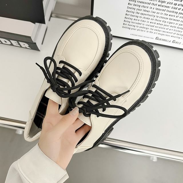 Plain Platform Oxford Shoes