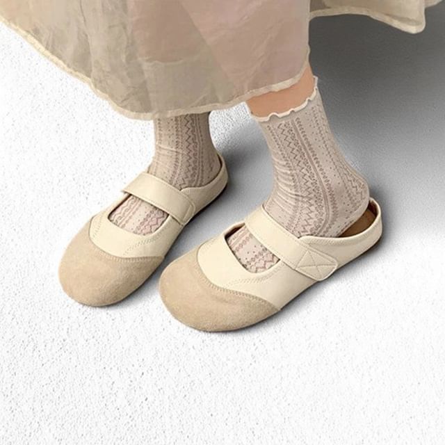 Two Tone Faux Suede Panel Mules