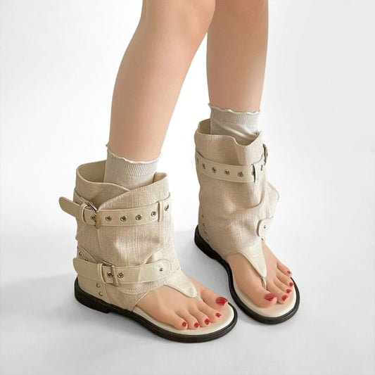 High Top Buckled Thong Sandals