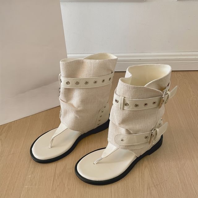 High Top Buckled Thong Sandals