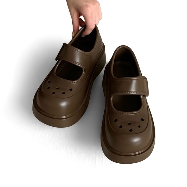 Platform Perforated Plain Sandals