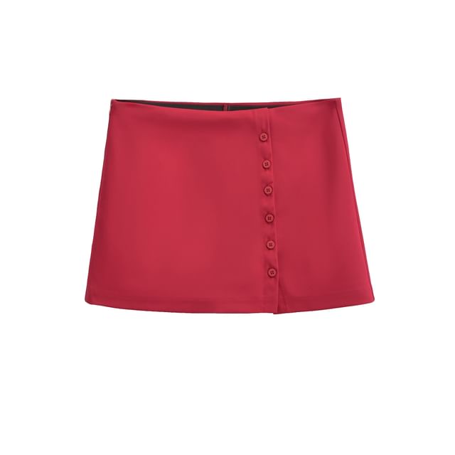 High Waist Button-Up Mini Pencil Skirt