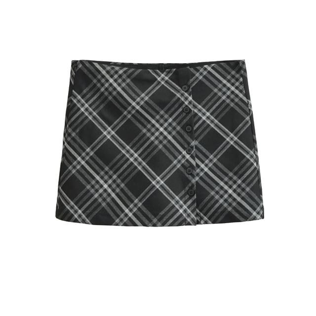 High Waist Button-Up Mini Pencil Skirt