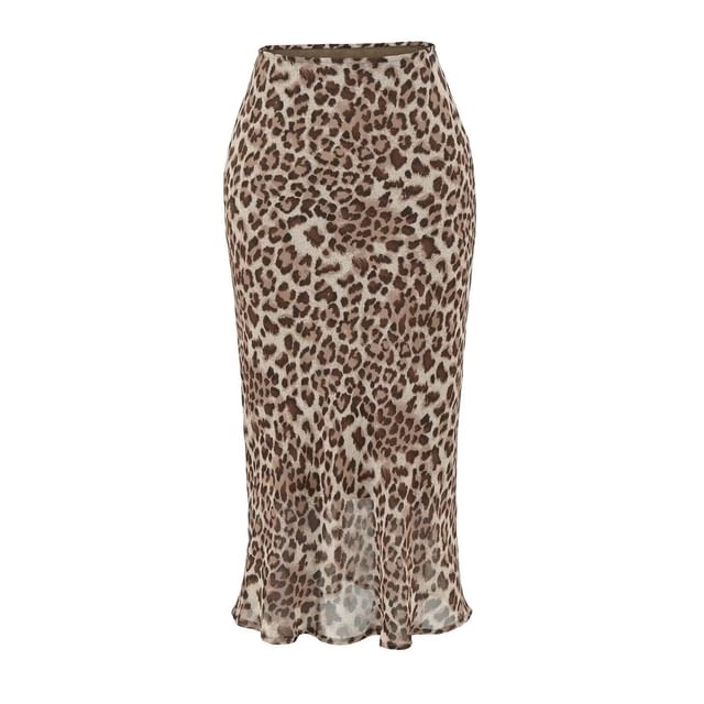 High Waist Leopard Print Mesh Mermaid Skirt (Various Designs)