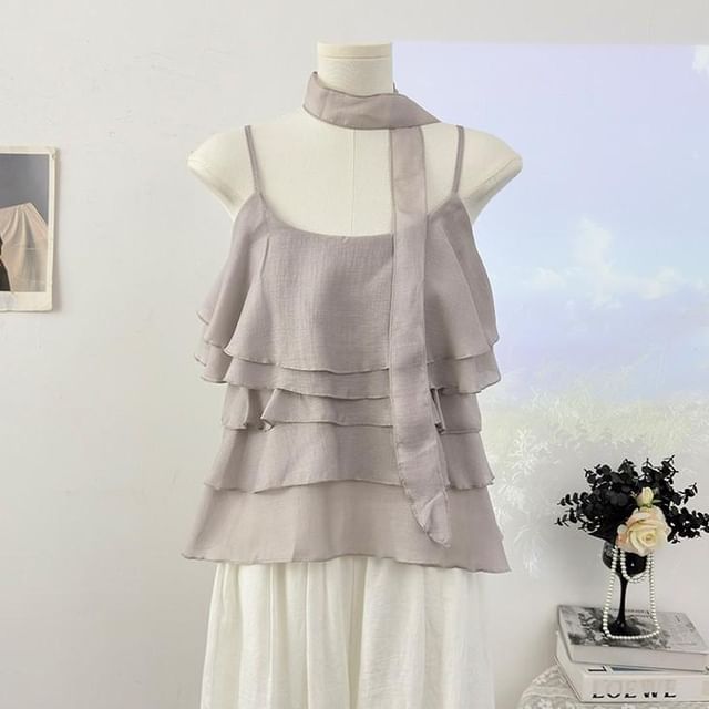 Scoop Neck Ruffled Camisole Top