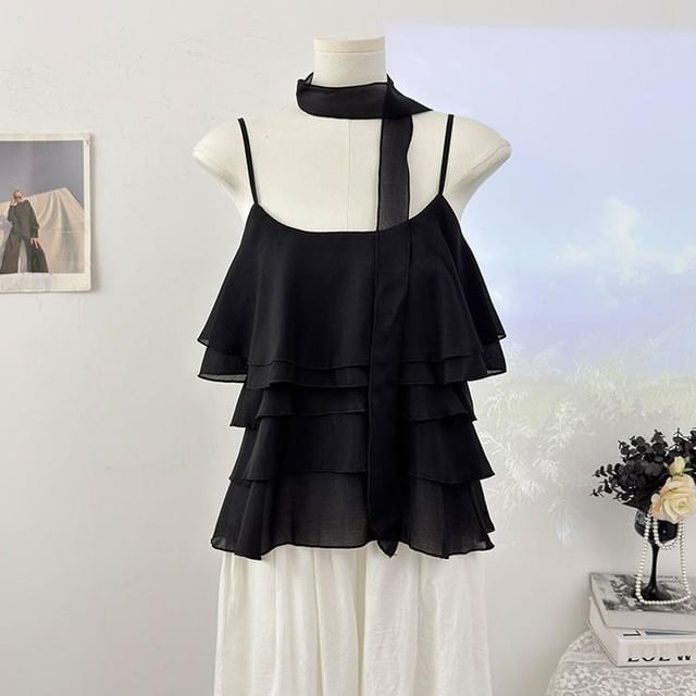 Scoop Neck Ruffled Camisole Top