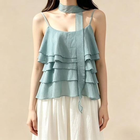 Scoop Neck Ruffled Camisole Top