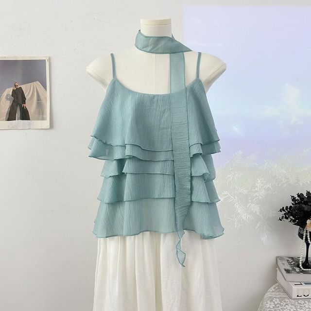 Scoop Neck Ruffled Camisole Top