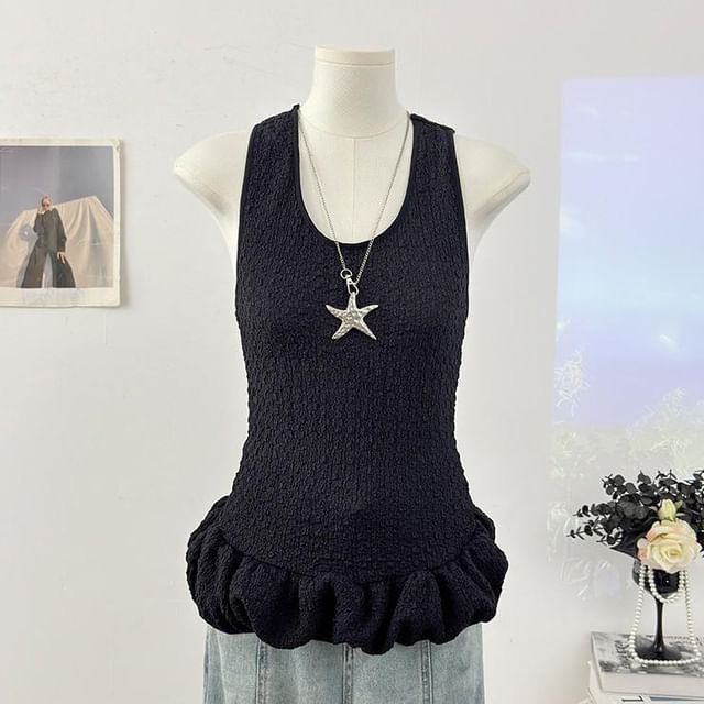 U-Neck Ruffled Tank Top