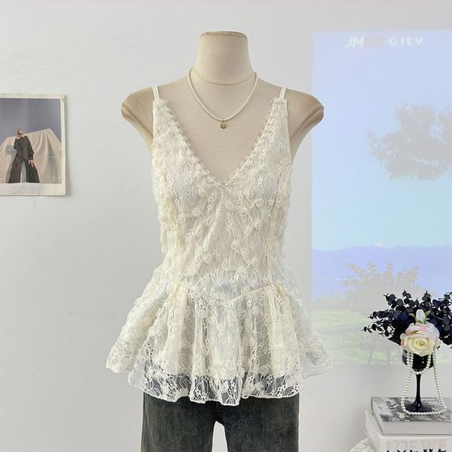 V-Neck Lace Flow Camisole Top