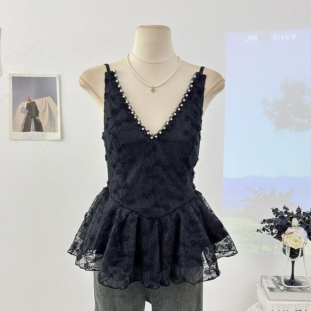 V-Neck Lace Flow Camisole Top