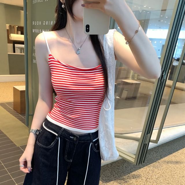 Spaghetti Strap Scoop Neck Striped Camisole Top