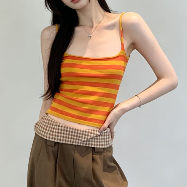 Spaghetti Strap Scoop Neck Striped Camisole Top