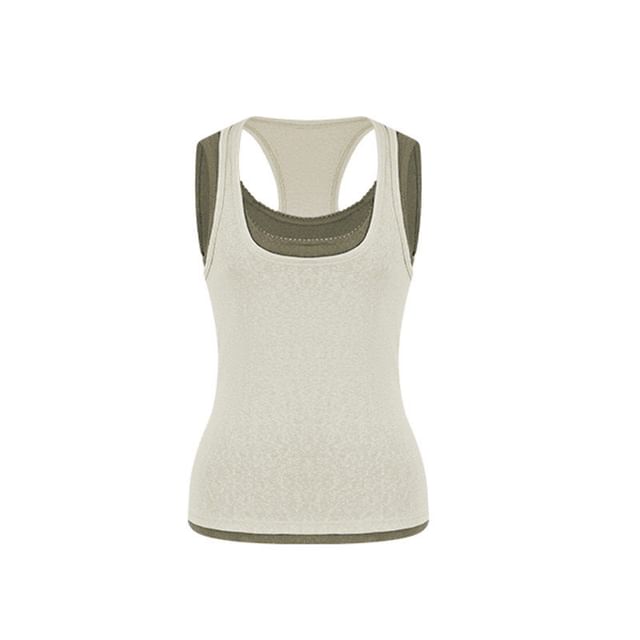 Scoop Neck Mock Two Piece Tank Top