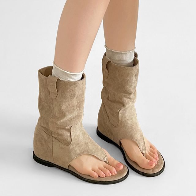 Faux Suede Thong Sandals