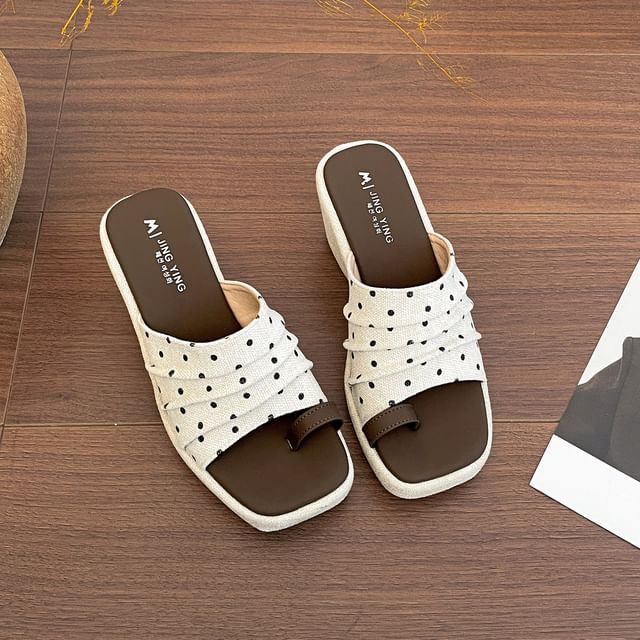 Platform Polka Dot Wedge Slide Sandals