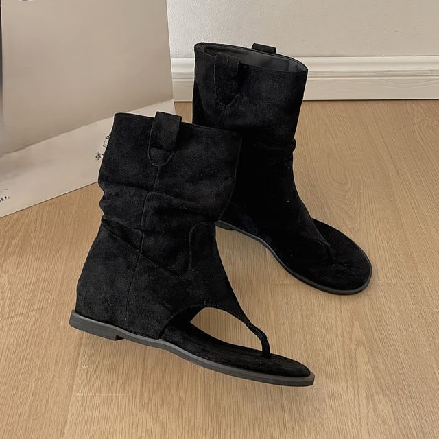 Faux Suede Thong Sandals
