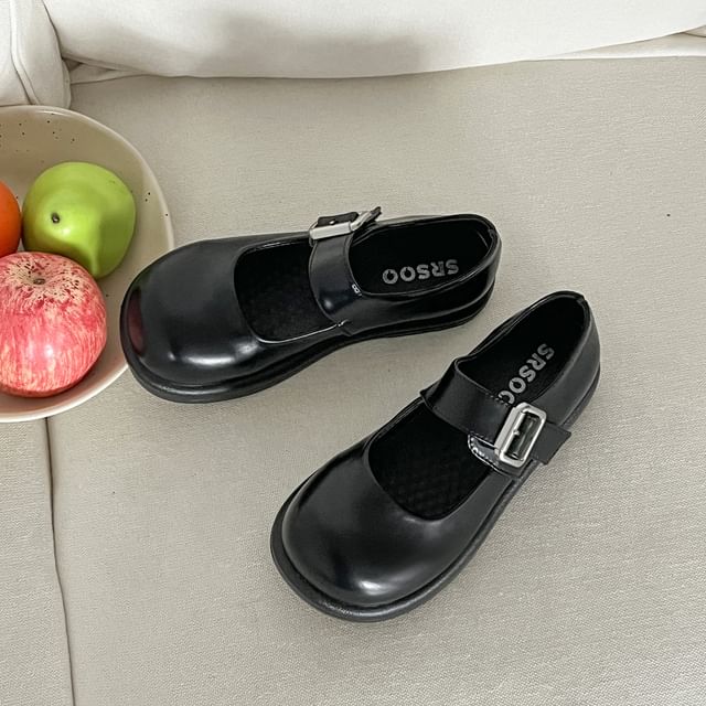 Faux Leather Platform Mary Jane Shoes
