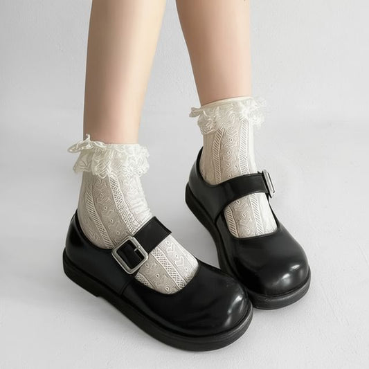 Faux Leather Platform Mary Jane Shoes