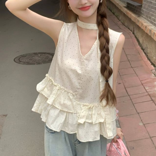 Frill Trim V-Neck Crop Top