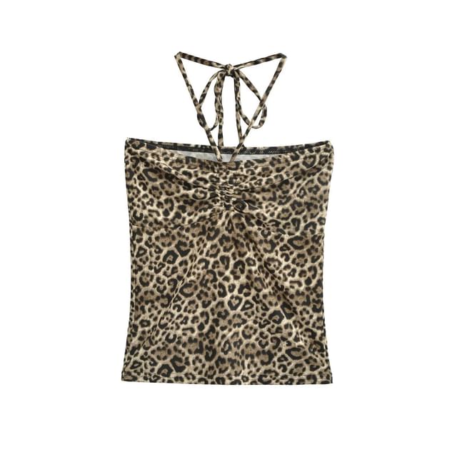 Leopard Print Halter Crop Camisole