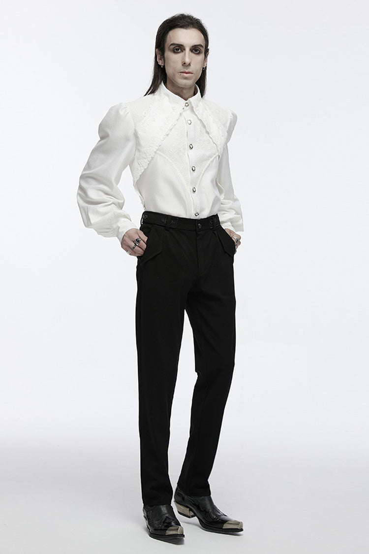 Ivory Gothic Lace Puff Sleeve Long Blouse for Men