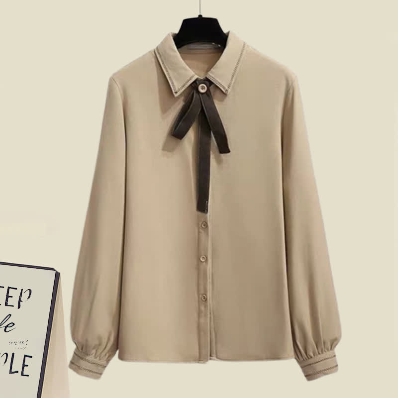 Shirt Pleated Skirt Pocket Wool Jacket Coat