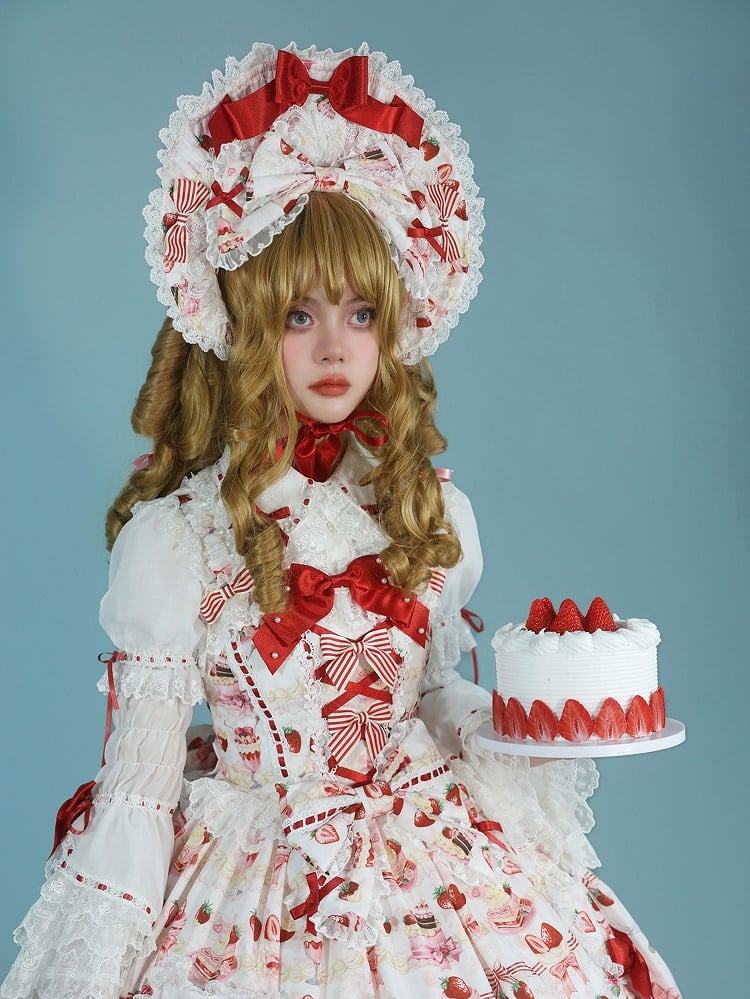 Yellow Sweet White Lolita / Pink Bonnet