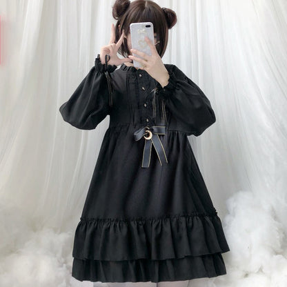 Black Gothic Darkness Star Button Front Dress