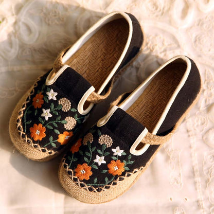 Vintage Floral Canvas Flats Shoes