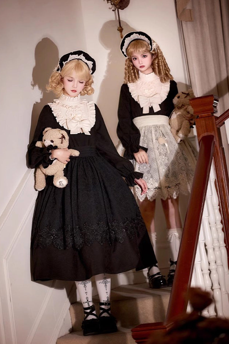 Noir Long Sleeve Bow Lace Sweet Vintage Dress - Twilight Choir