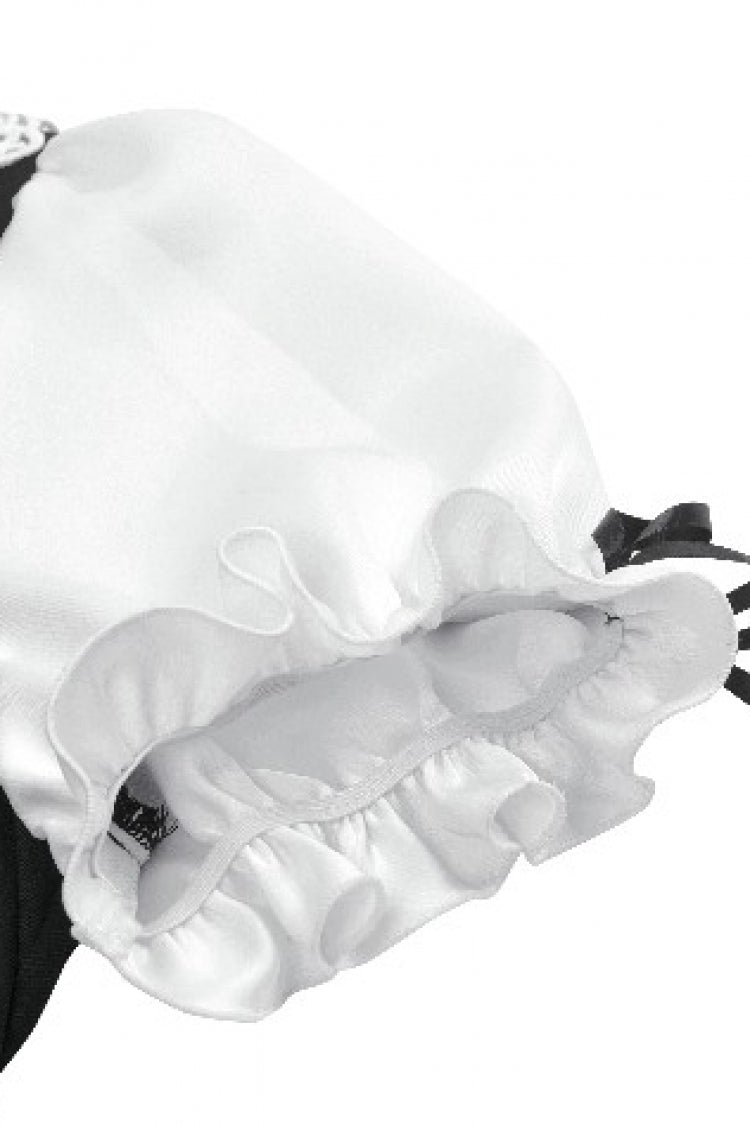 Monochrome Gothic Royal Blouse with Lace Ruffles and Stand Collar