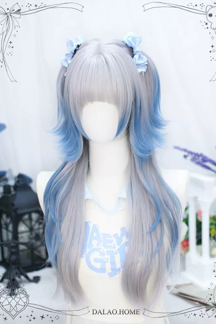 Natural Long Curly Sweet Lolita Wig in Blue-Grey