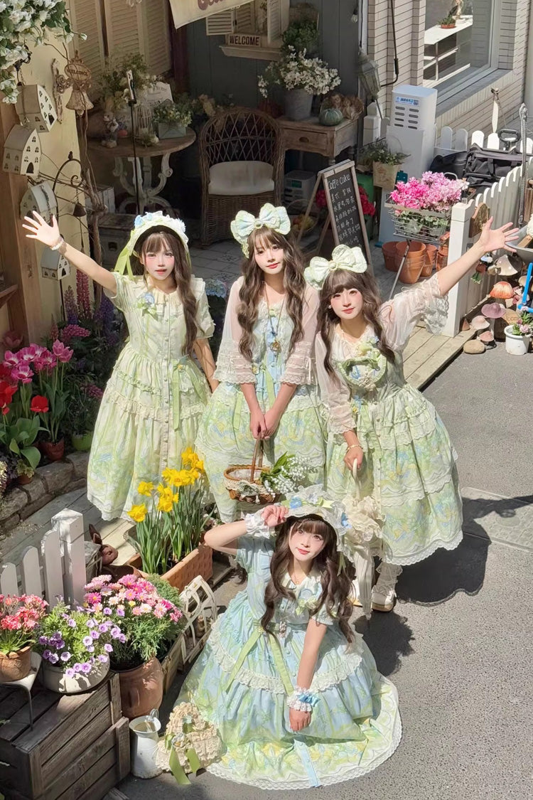 Lily of the Valley Pearl Candy Tea Doll Collar Short-Sleeve OP Dress