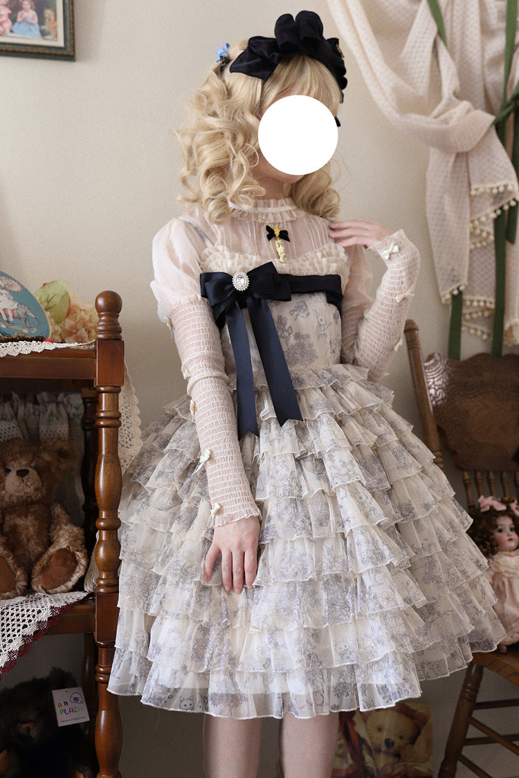 Wonderland Travels Multi-Layered Ruffled Bow Sweet Tiered Dress