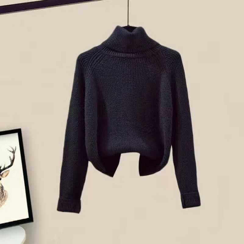 Fleece Hooded Coat Turtleneck Sweater Casual Pants