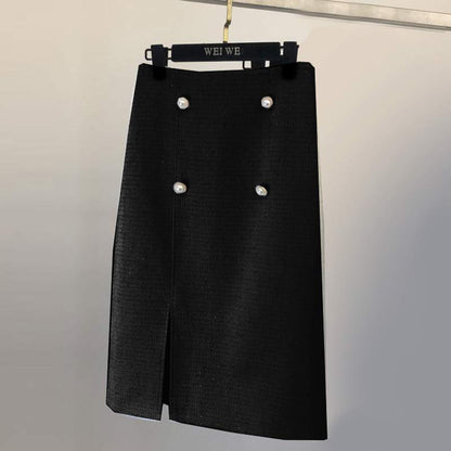 Classy Button Front Split Skirt