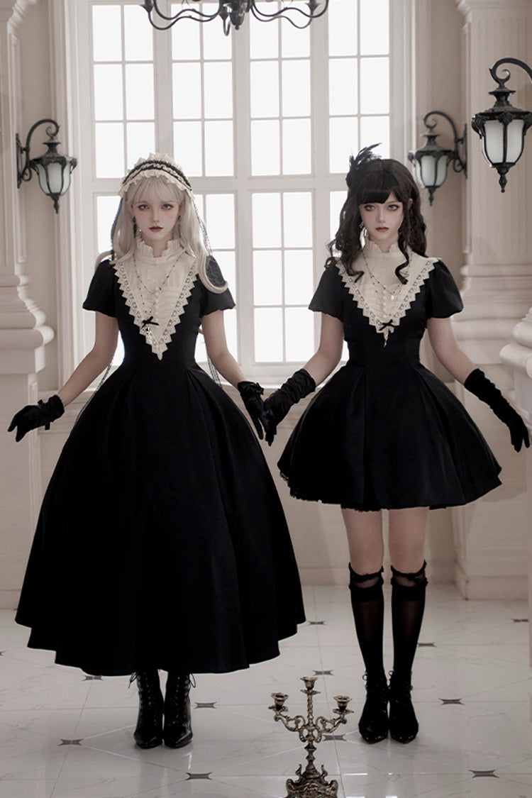 Black Gothic Long Sleeve Ruffled Nun Lolita Dress