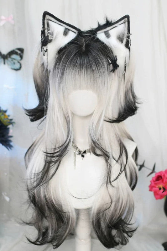 Monochrome Ombre Wavy Lolita Wig with Air Bangs