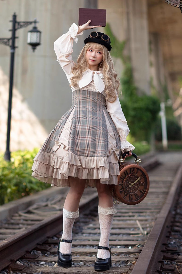 Multi-Color Classic Lolita Dress with Bowknot and Ruffled Sleeveless