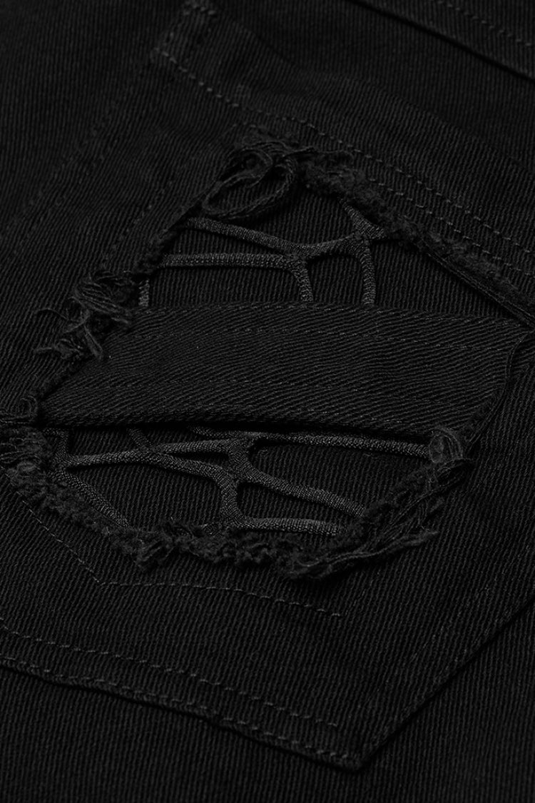 Ripped Gothic Pants with Bandage and Hollow Stitching