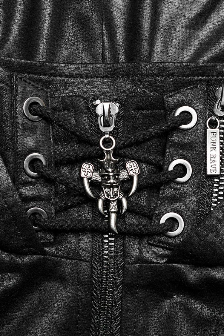 Steampunk Ghost Head Pendant Rivet Hooded Cape for Women