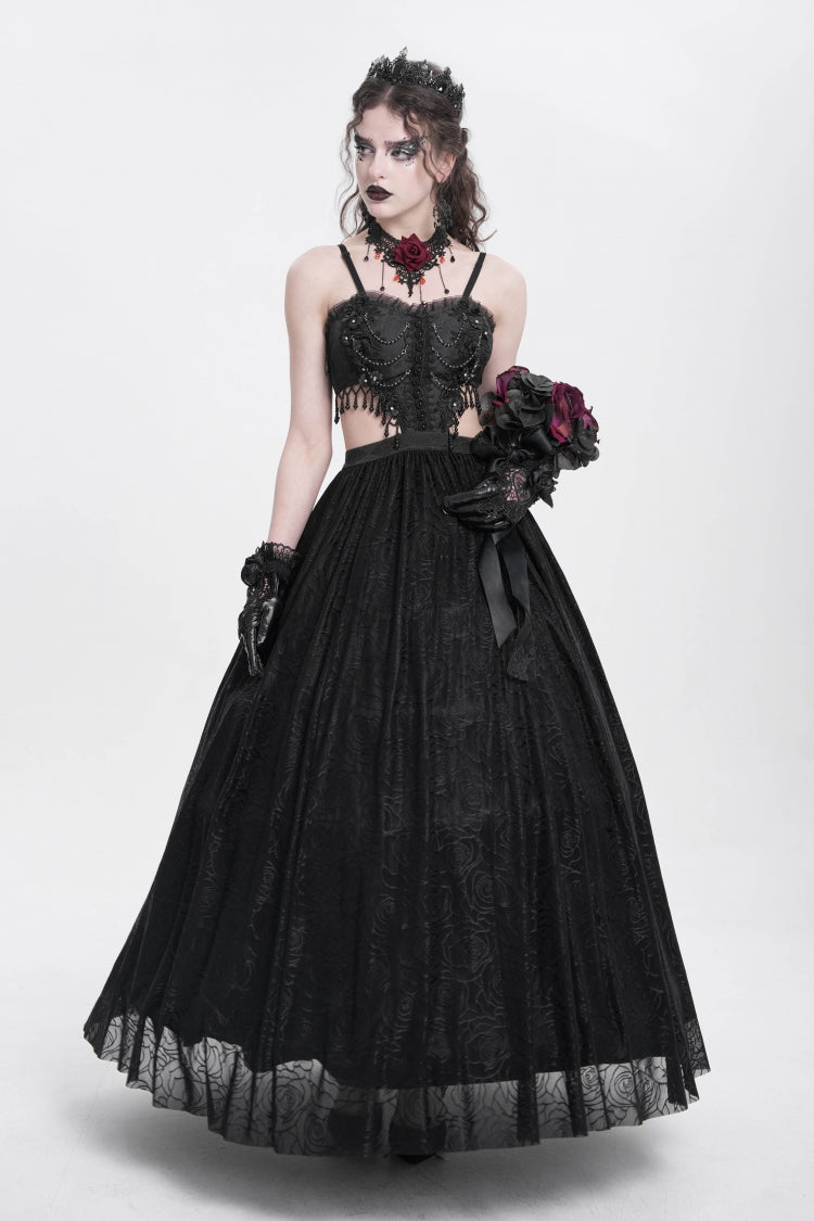 Jacquard Floral Lace Gothic Party Slip Dress