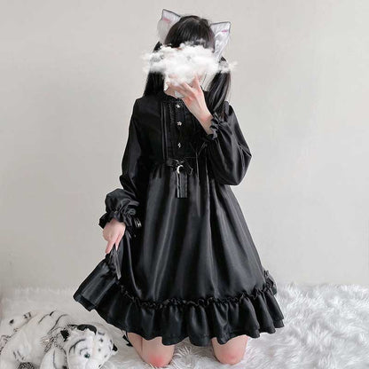 Black Gothic Darkness Star Button Front Dress