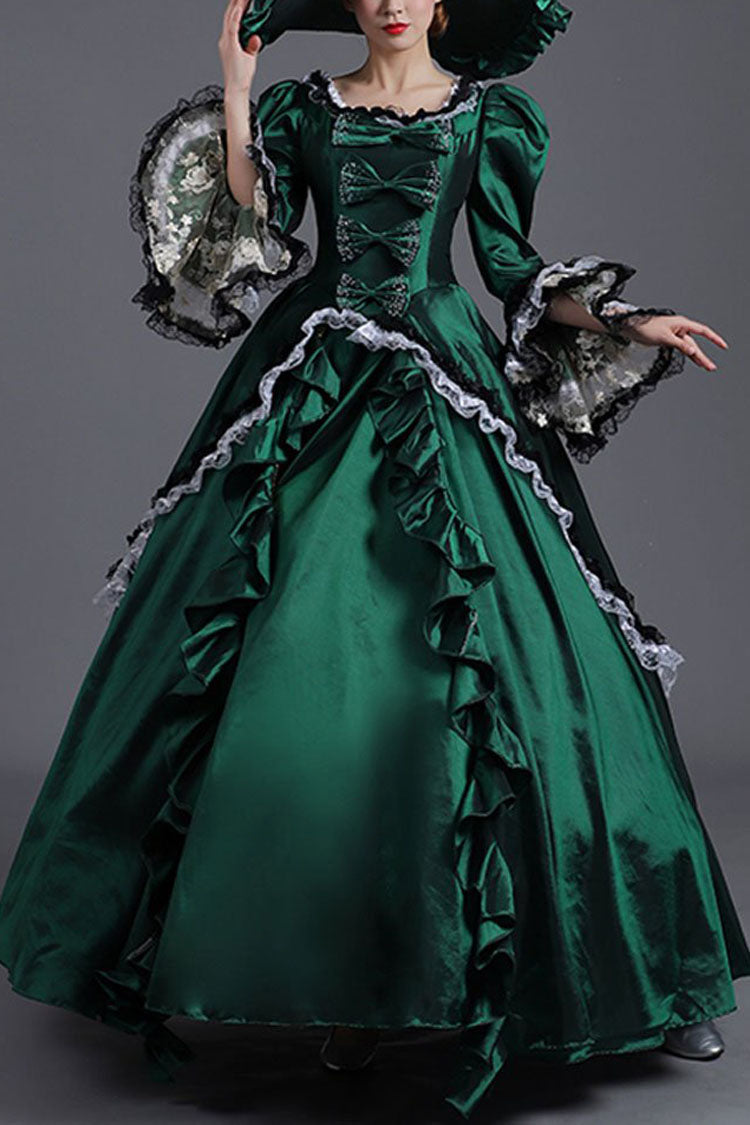 Bowknot Victorian Dress with Trumpet Sleeves - High Waisted Court
