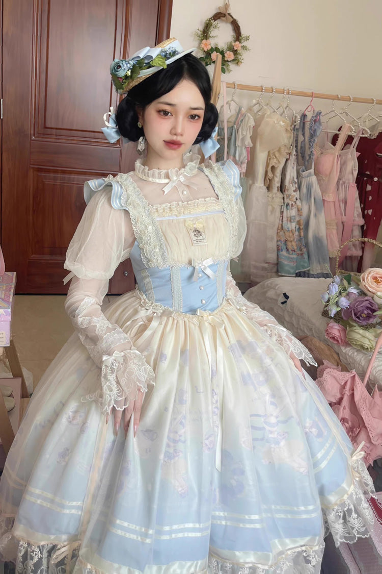 Dream Doll Sweet Lolita Ballet Rabbit Print Jsk Dress 2 Colors