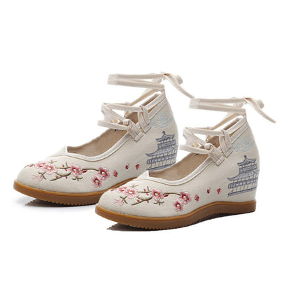 Vintage Blossom Embroidery Flats Shoes