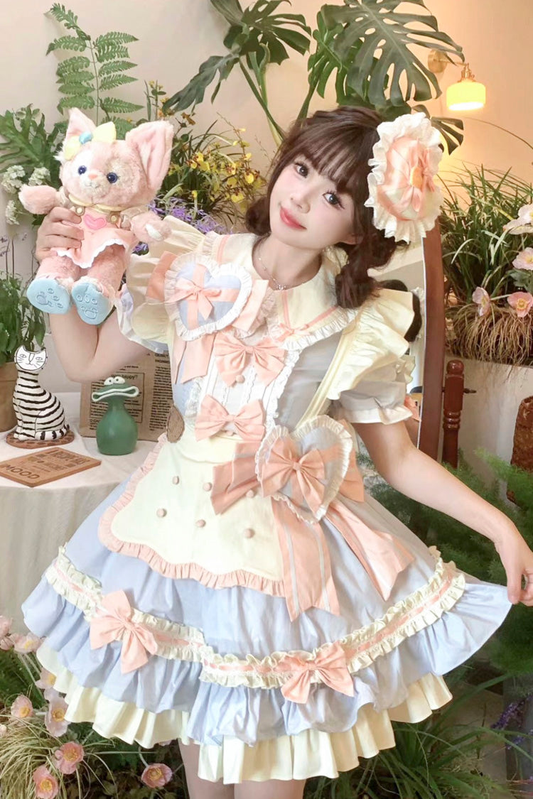 Cookies Short Sleeve Tiered Lolita Dress with Ruffles and Bow